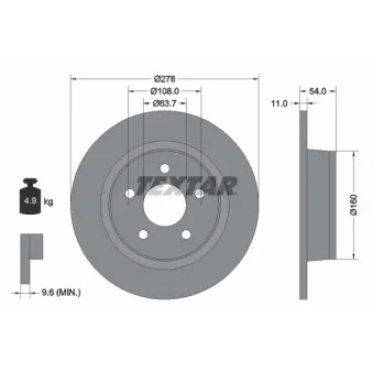 Jeu de 2 disques de frein arrière TEXTAR 92124903