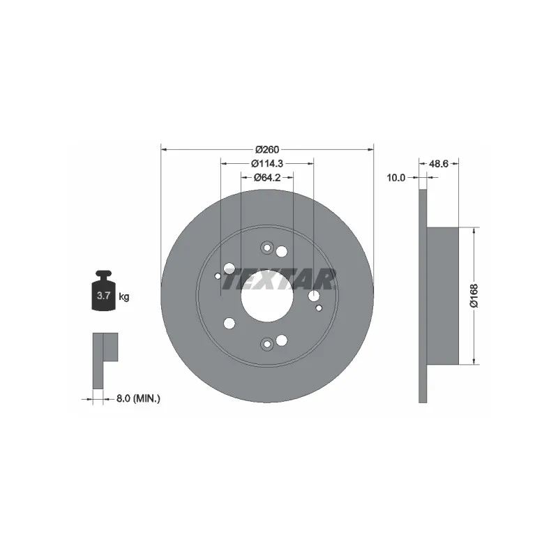 Jeu de 2 disques de frein arrière TEXTAR 92125103