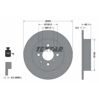 Jeu de 2 disques de frein arrière TEXTAR 92125403