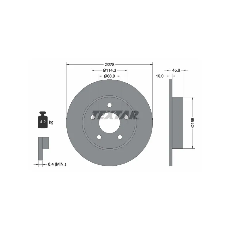 Jeu de 2 disques de frein arrière TEXTAR 92125703
