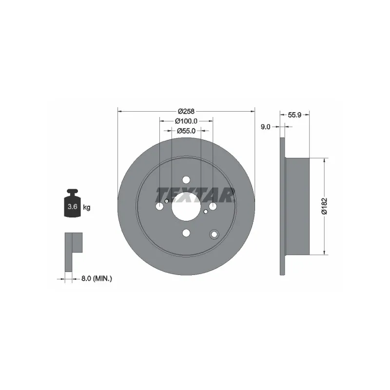 Jeu de 2 disques de frein arrière TEXTAR 92126103