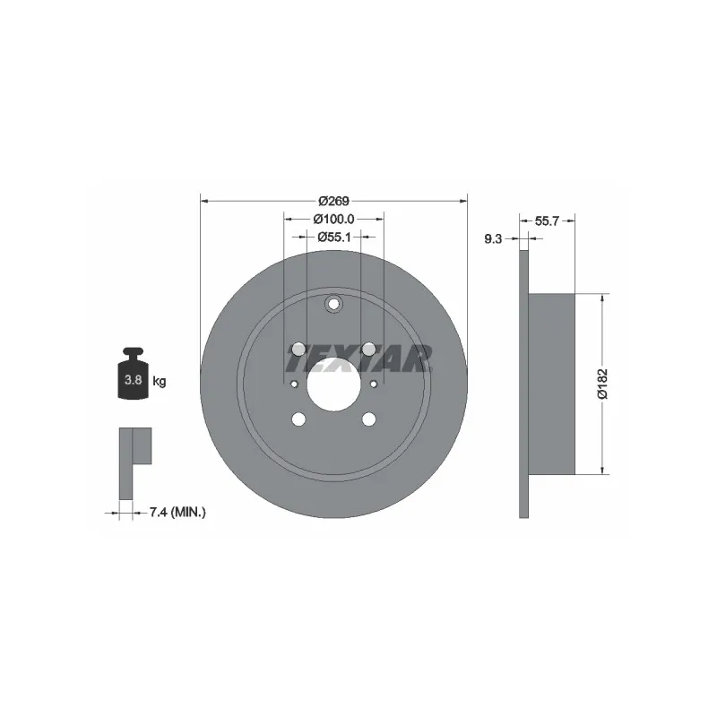 Jeu de 2 disques de frein arrière TEXTAR 92126203