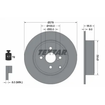 Jeu de 2 disques de frein arrière TEXTAR 92126303