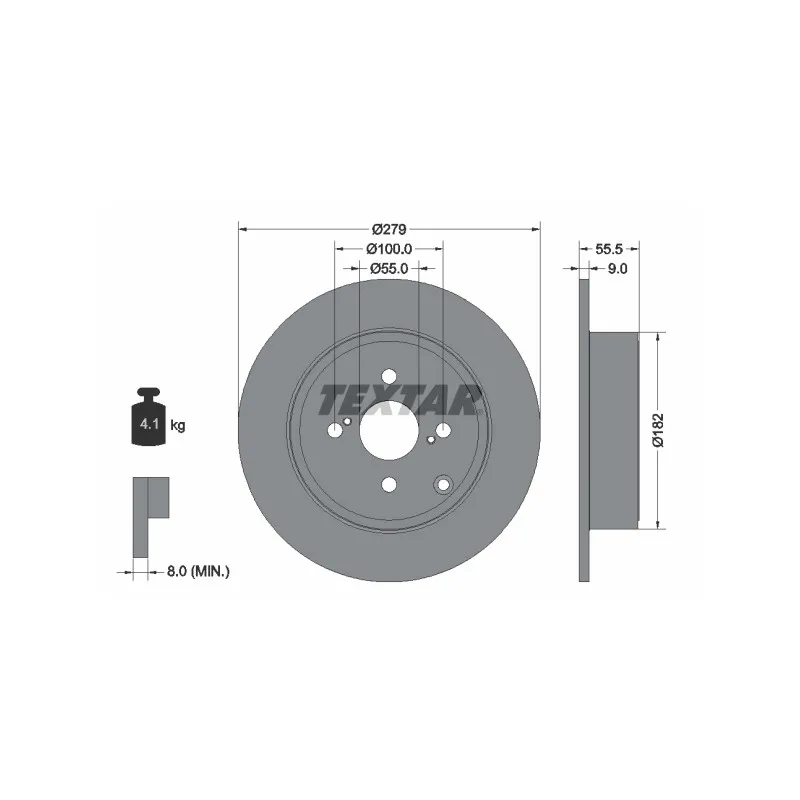 Jeu de 2 disques de frein arrière TEXTAR 92126303