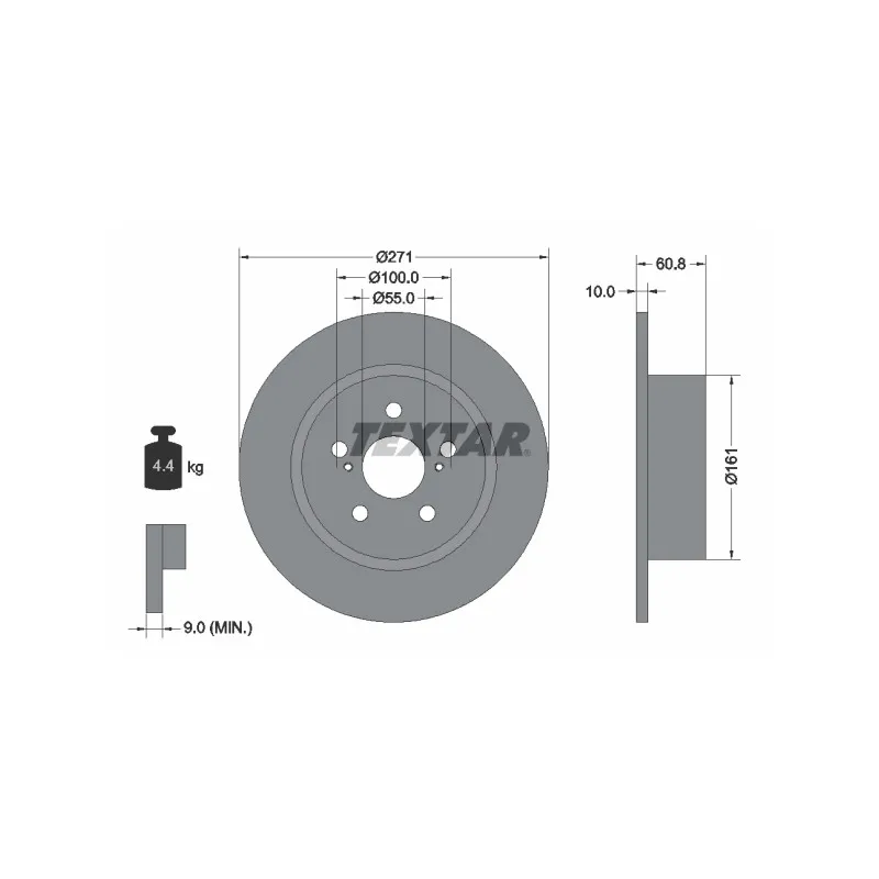 Jeu de 2 disques de frein arrière TEXTAR 92126503