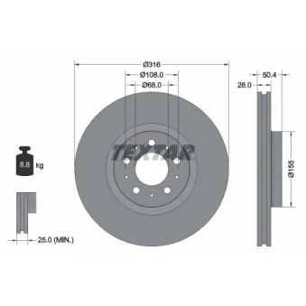 Jeu de 2 disques de frein avant TEXTAR 92126603