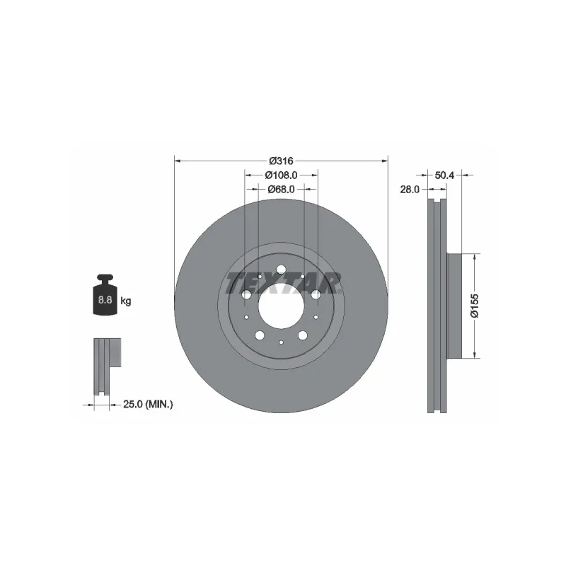 Jeu de 2 disques de frein avant TEXTAR 92126603