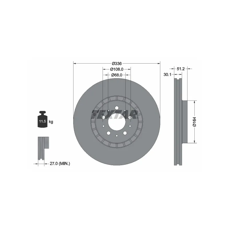 Jeu de 2 disques de frein avant TEXTAR 92126705