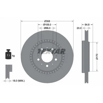 Jeu de 2 disques de frein arrière TEXTAR 92126803