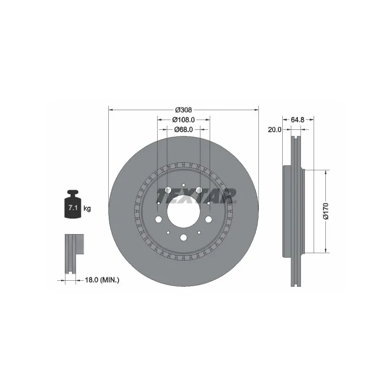 Jeu de 2 disques de frein arrière TEXTAR 92126803