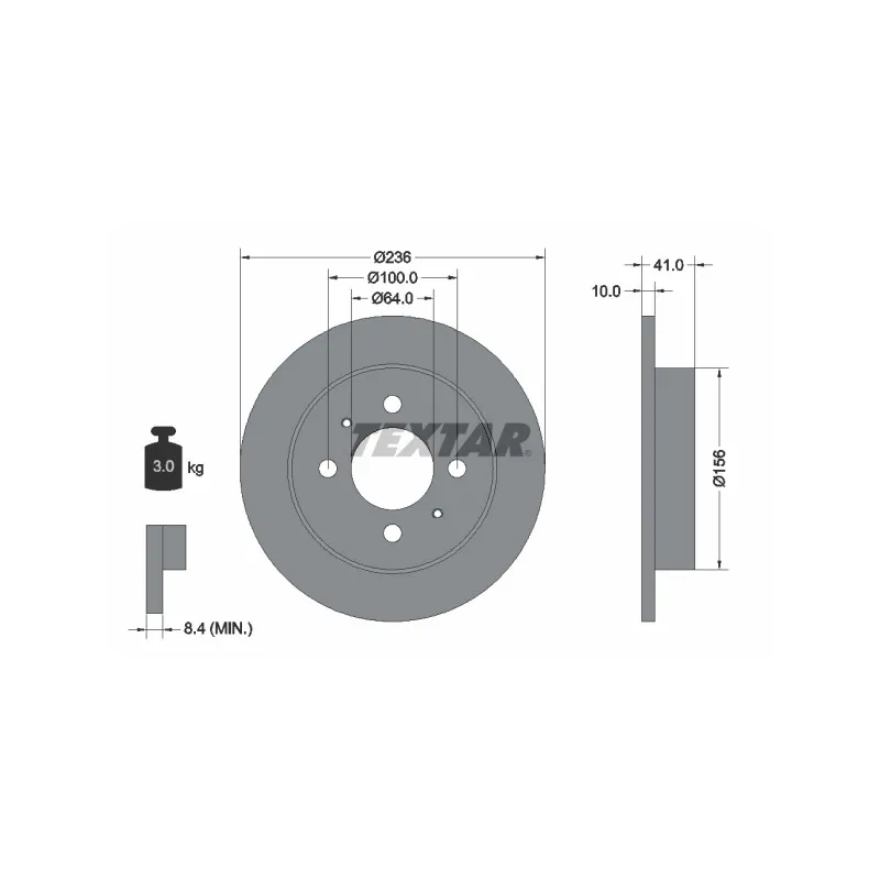 Jeu de 2 disques de frein arrière TEXTAR 92128600