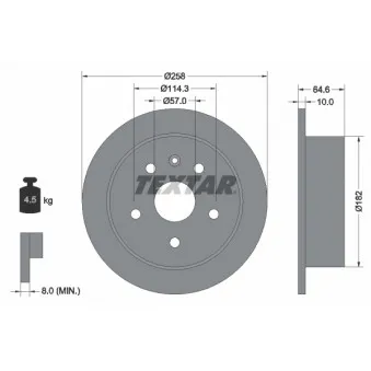 Jeu de 2 disques de frein arrière TEXTAR 92128900