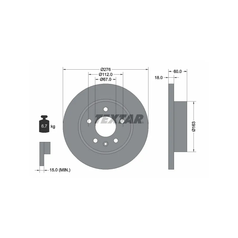 Jeu de 2 disques de frein avant TEXTAR 92129203