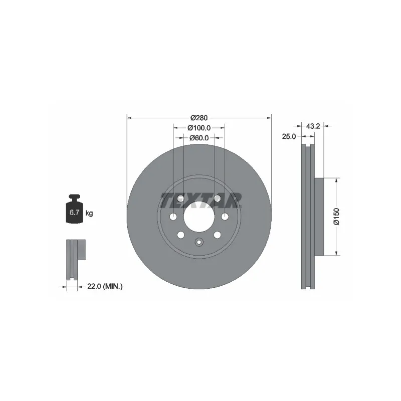 Jeu de 2 disques de frein avant TEXTAR 92129303