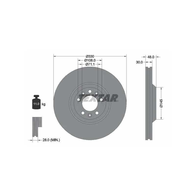 Jeu de 2 disques de frein avant TEXTAR 92129503