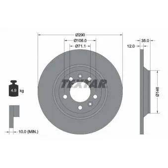 Jeu de 2 disques de frein arrière TEXTAR 92129603
