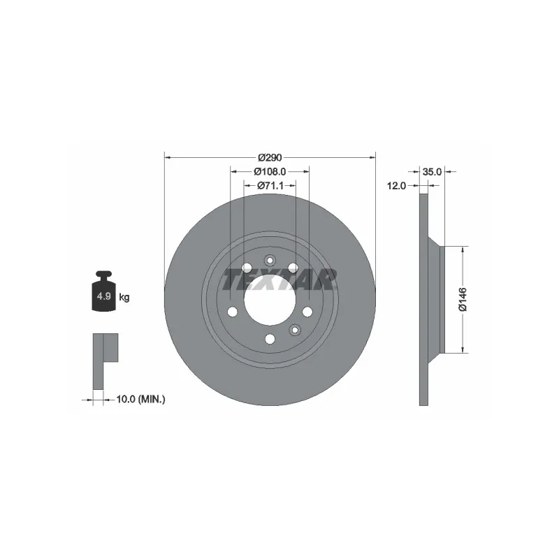 Jeu de 2 disques de frein arrière TEXTAR 92129603