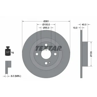 Jeu de 2 disques de frein arrière TEXTAR 92130200