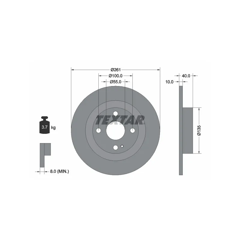 Jeu de 2 disques de frein arrière TEXTAR 92130200