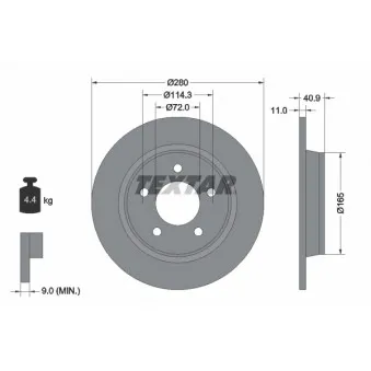 Jeu de 2 disques de frein arrière TEXTAR 92130600