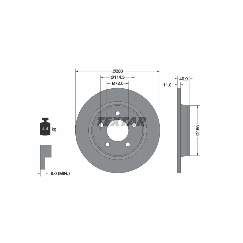 Jeu de 2 disques de frein arrière TEXTAR 92130600