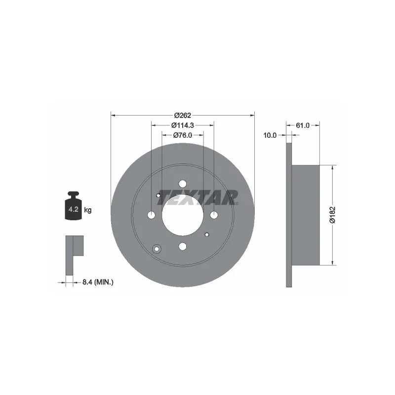 Jeu de 2 disques de frein arrière TEXTAR 92130900