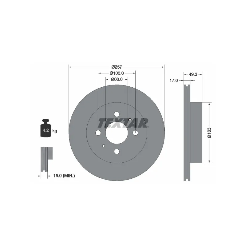 Jeu de 2 disques de frein avant TEXTAR 92131200