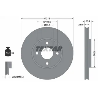 Jeu de 2 disques de frein avant TEXTAR 92131300