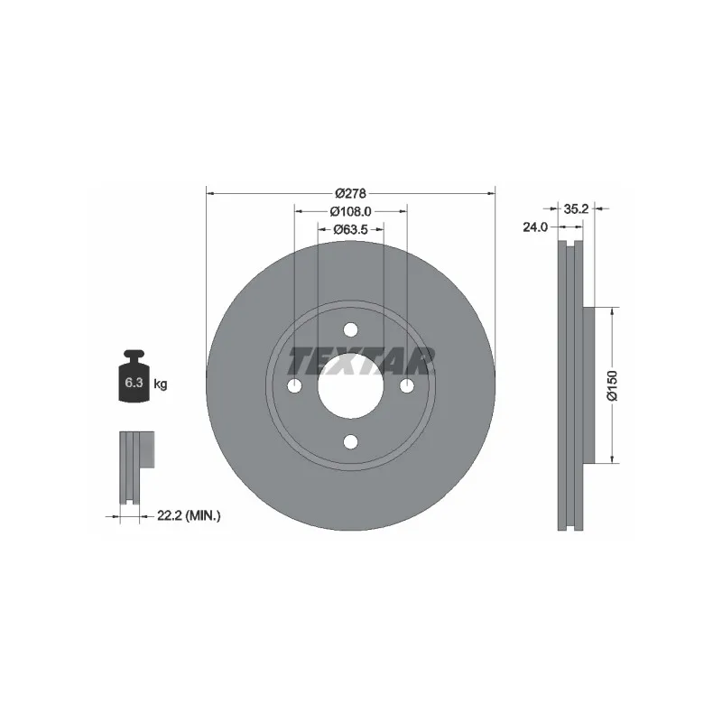Jeu de 2 disques de frein avant TEXTAR 92131300