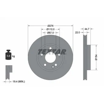 Jeu de 2 disques de frein avant TEXTAR 92131903