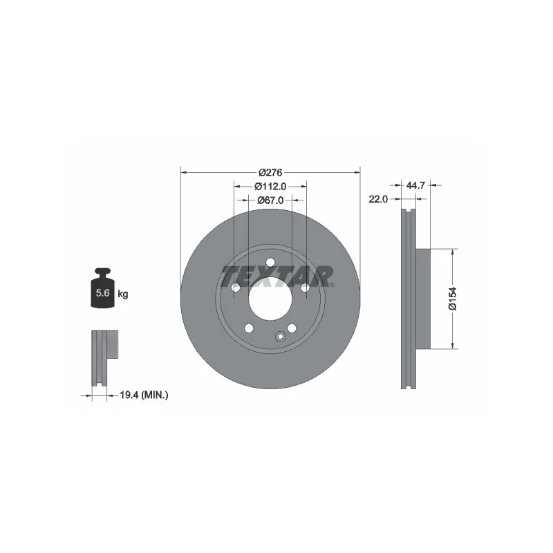 Jeu de 2 disques de frein avant TEXTAR 92131903