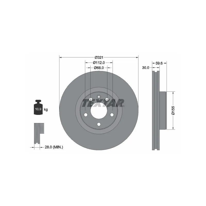 Jeu de 2 disques de frein avant TEXTAR 92132305