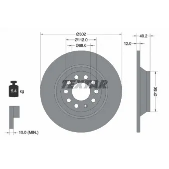 Jeu de 2 disques de frein arrière TEXTAR 92132503