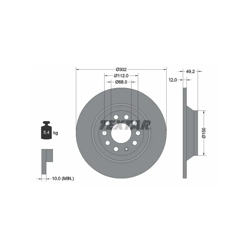 Jeu de 2 disques de frein arrière TEXTAR 92132503