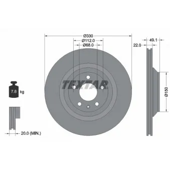 Jeu de 2 disques de frein arrière TEXTAR 92132603