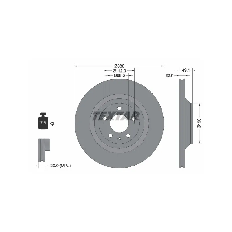 Jeu de 2 disques de frein arrière TEXTAR 92132603