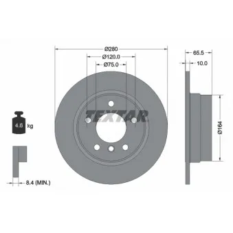 Jeu de 2 disques de frein arrière TEXTAR 92132903