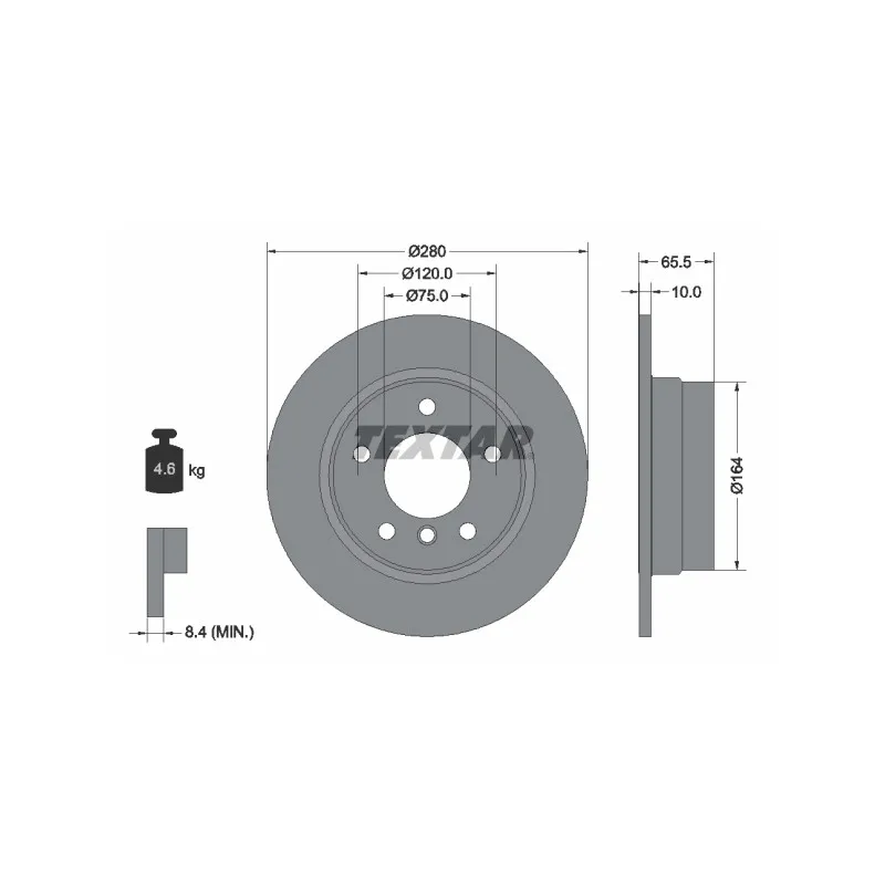 Jeu de 2 disques de frein arrière TEXTAR 92132903
