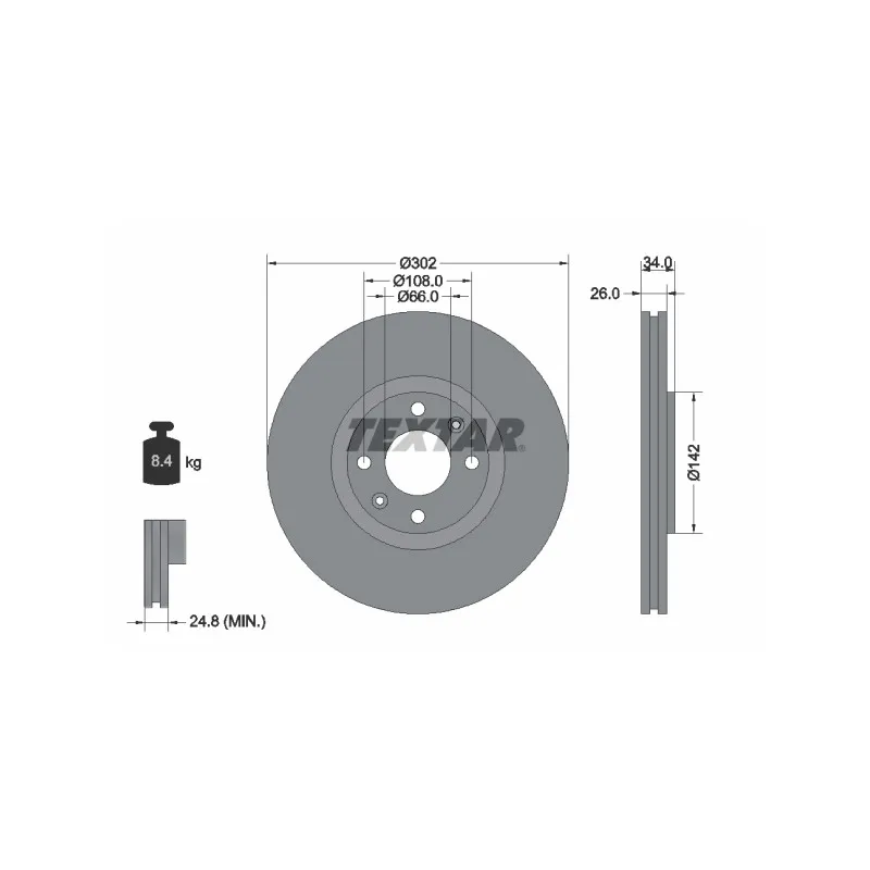 Jeu de 2 disques de frein avant TEXTAR 92133203