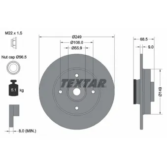 Jeu de 2 disques de frein arrière TEXTAR 92133303