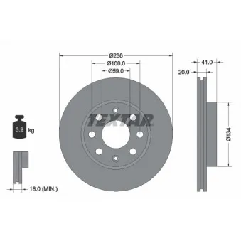 Jeu de 2 disques de frein avant TEXTAR 92133403