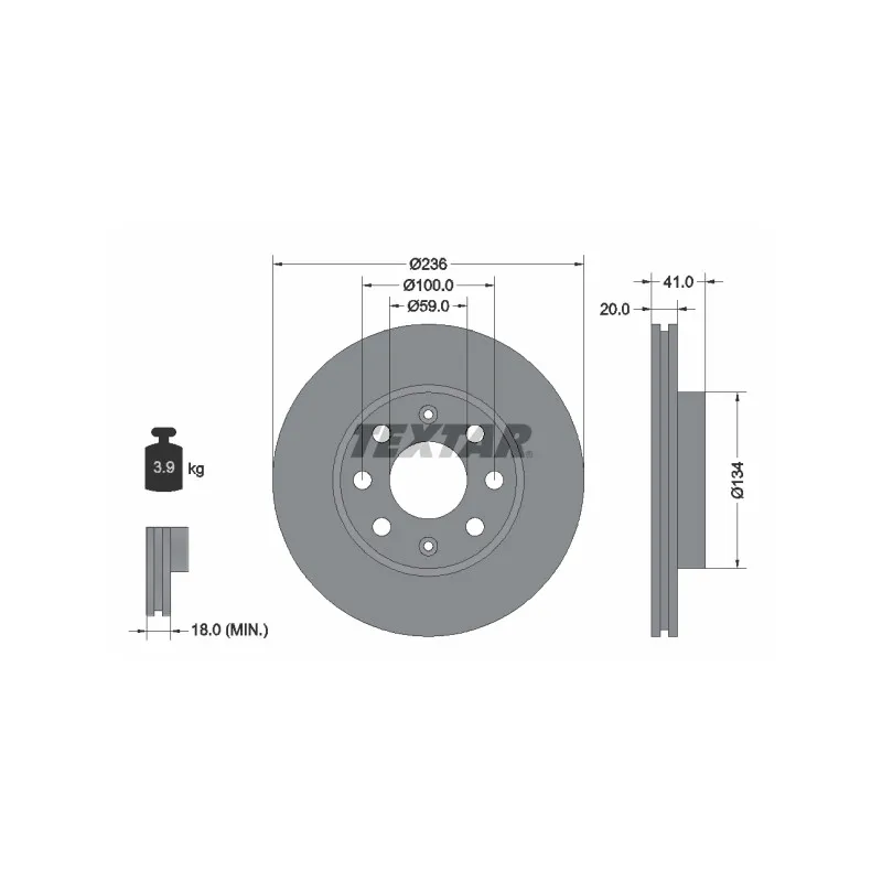 Jeu de 2 disques de frein avant TEXTAR 92133403