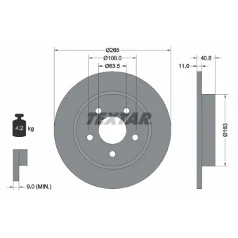 Jeu de 2 disques de frein arrière TEXTAR 92133703