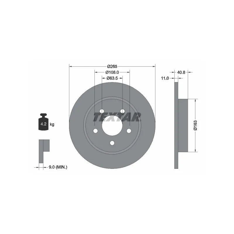Jeu de 2 disques de frein arrière TEXTAR 92133703