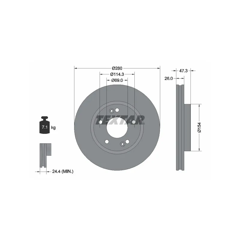 Jeu de 2 disques de frein avant TEXTAR 92133905