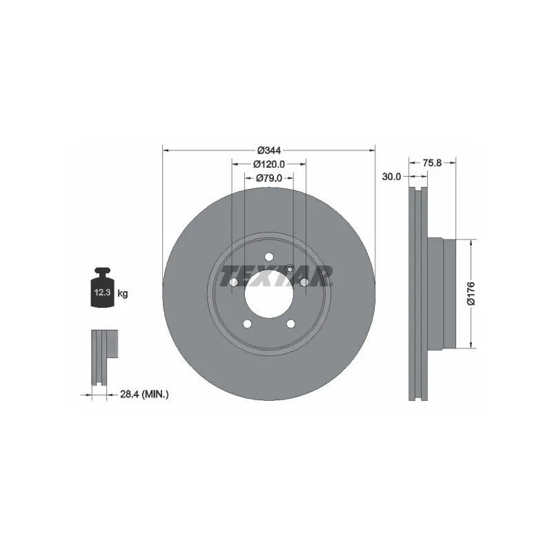 Jeu de 2 disques de frein avant TEXTAR 92134400