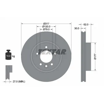Jeu de 2 disques de frein avant TEXTAR 92134505