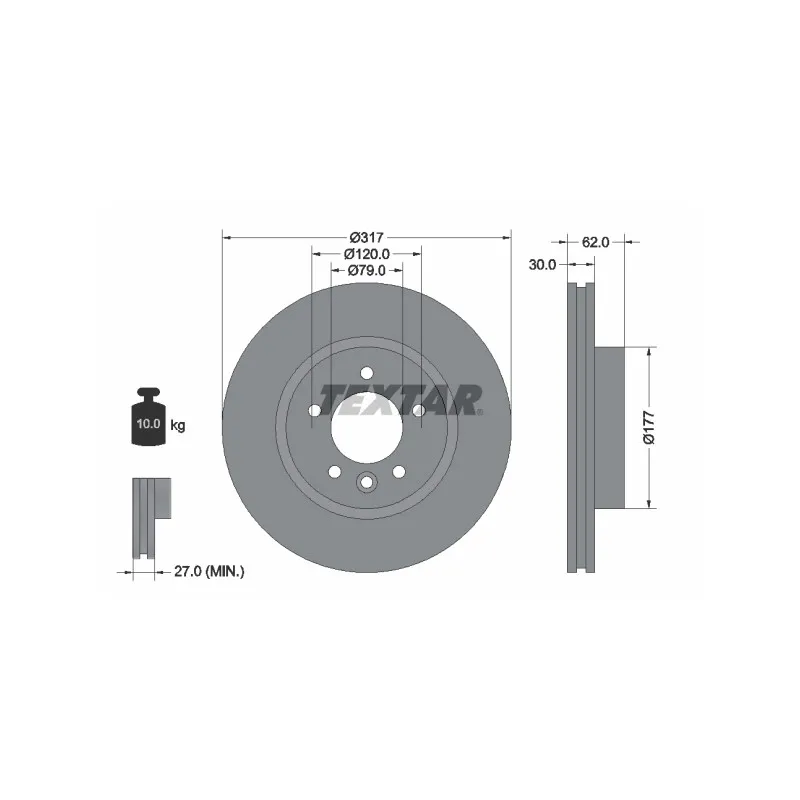 Jeu de 2 disques de frein avant TEXTAR 92134505