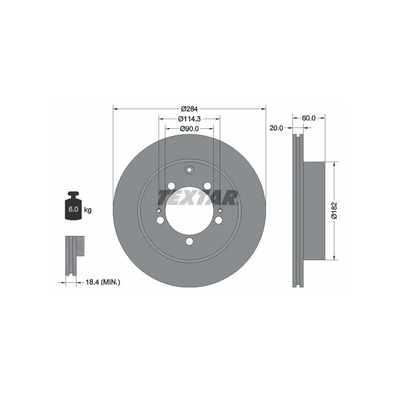 Jeu de 2 disques de frein arrière TEXTAR 92134700