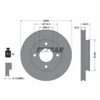 Jeu de 2 disques de frein avant TEXTAR 92134803